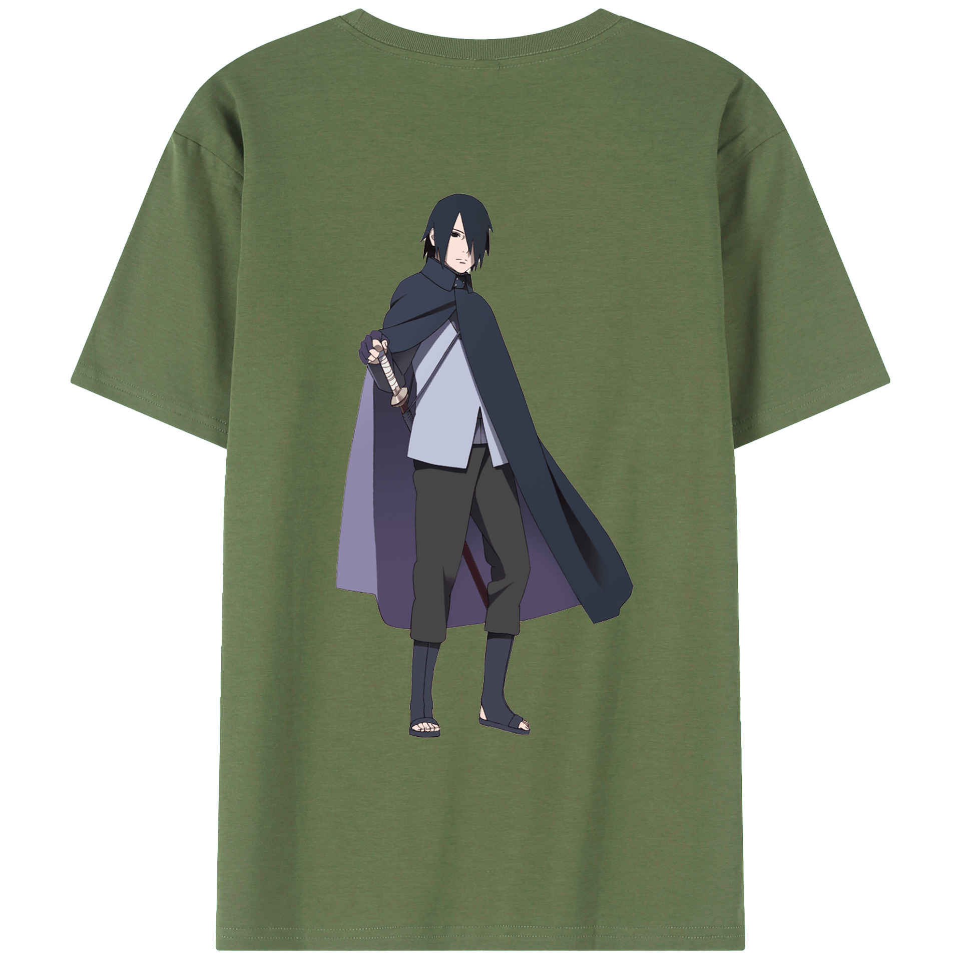 （画像用） NARUTO -ナルト- うちは サスケ Uchiha Sasuke 綿100％ メンズ半袖Tシャツ（バックプリント） 通気性